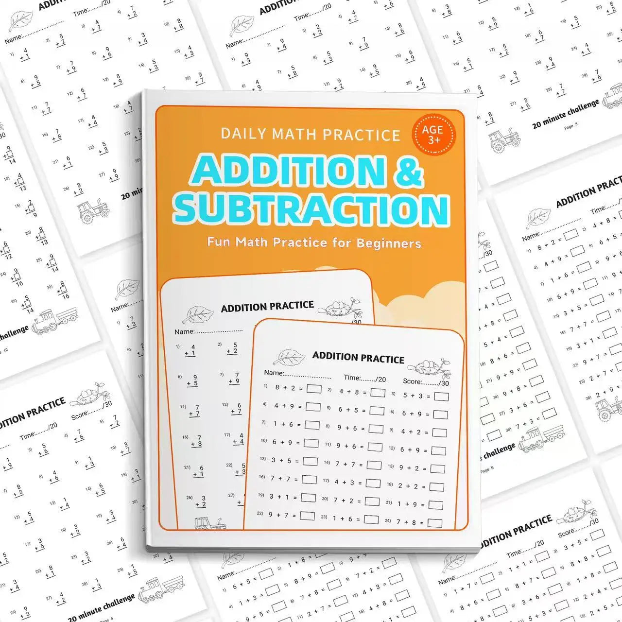 Daily Beginner Addition Subtraction Math Workbook 64 Pages Basic