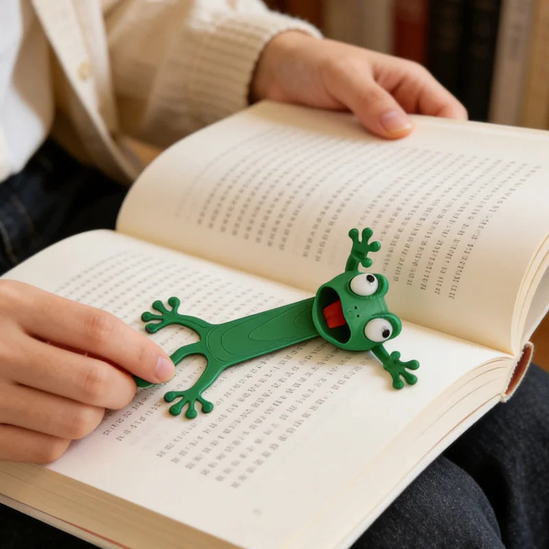 3D Funny Frog Bookmark – Cute Cartoon Page Holder Clip Gift