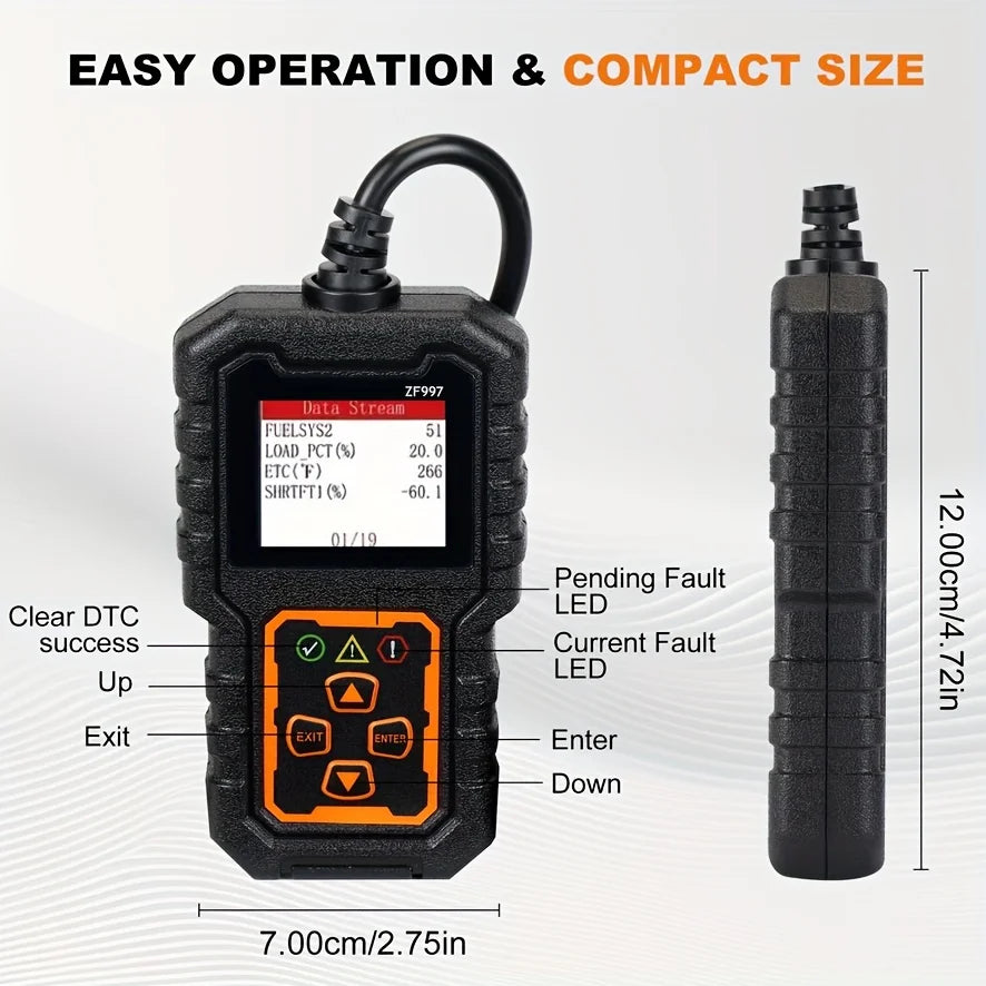 Zf997 Obd2 Car Scanner - Engine Fault Diagnosis Tool, USB Powered, Compatible with All Vehicles from 1996 Onwards, up to 36V Peaceful Pleasures Health and Wellness