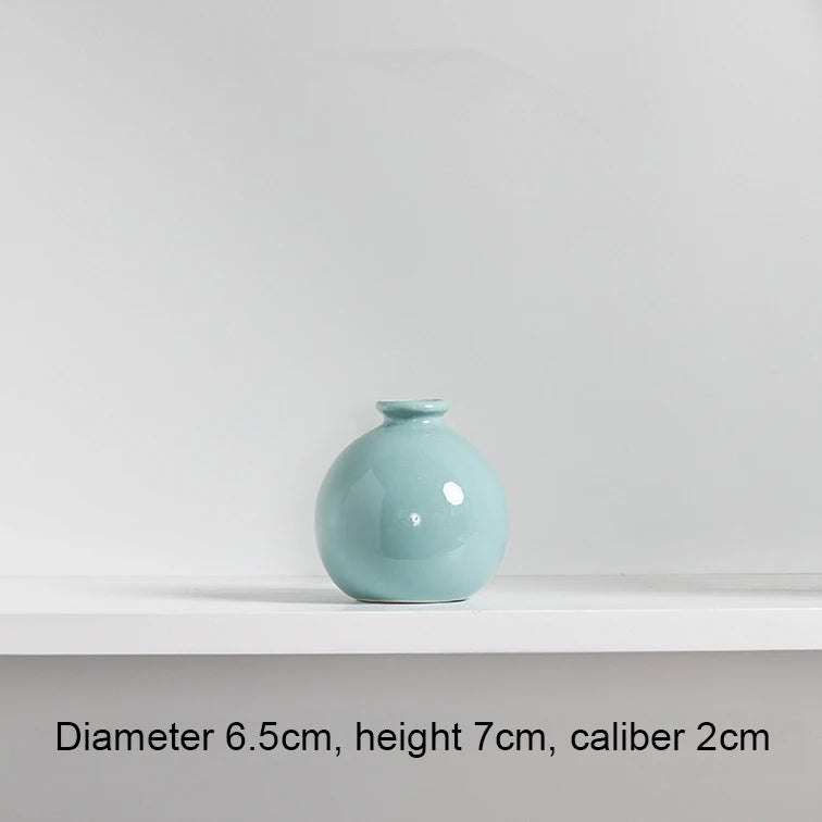 Mini Ceramics Vase Interior Accessories Ceramic Vase Desktop Ornament Flower Arrangement Vase Art Flower Decorative home decor Peaceful Pleasures Health and Wellness green China Mainland
