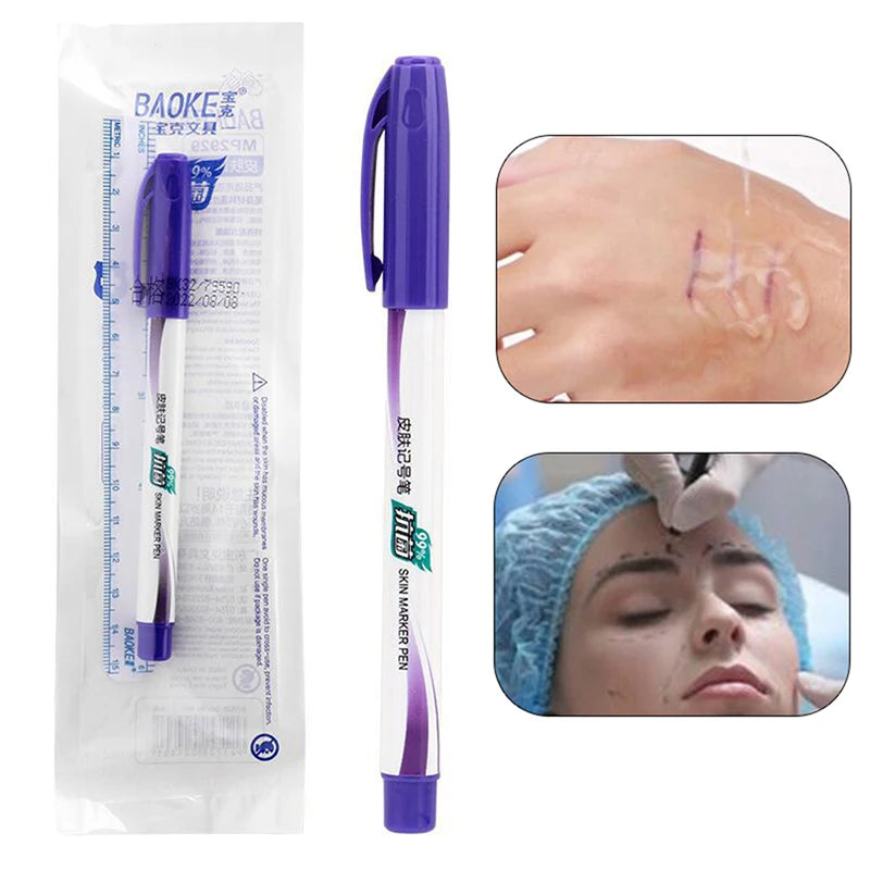 Eyebrow Tattoo Skin Marker Pen & Measuring Ruler Set