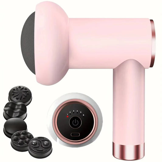 Body Massager, Home Massage Stick With 5 Massage Heads, Convenient Fat Pusher, Wireless Charging, Handheld Whole Body Kneading Peaceful Pleasures Health and Wellness Pink
