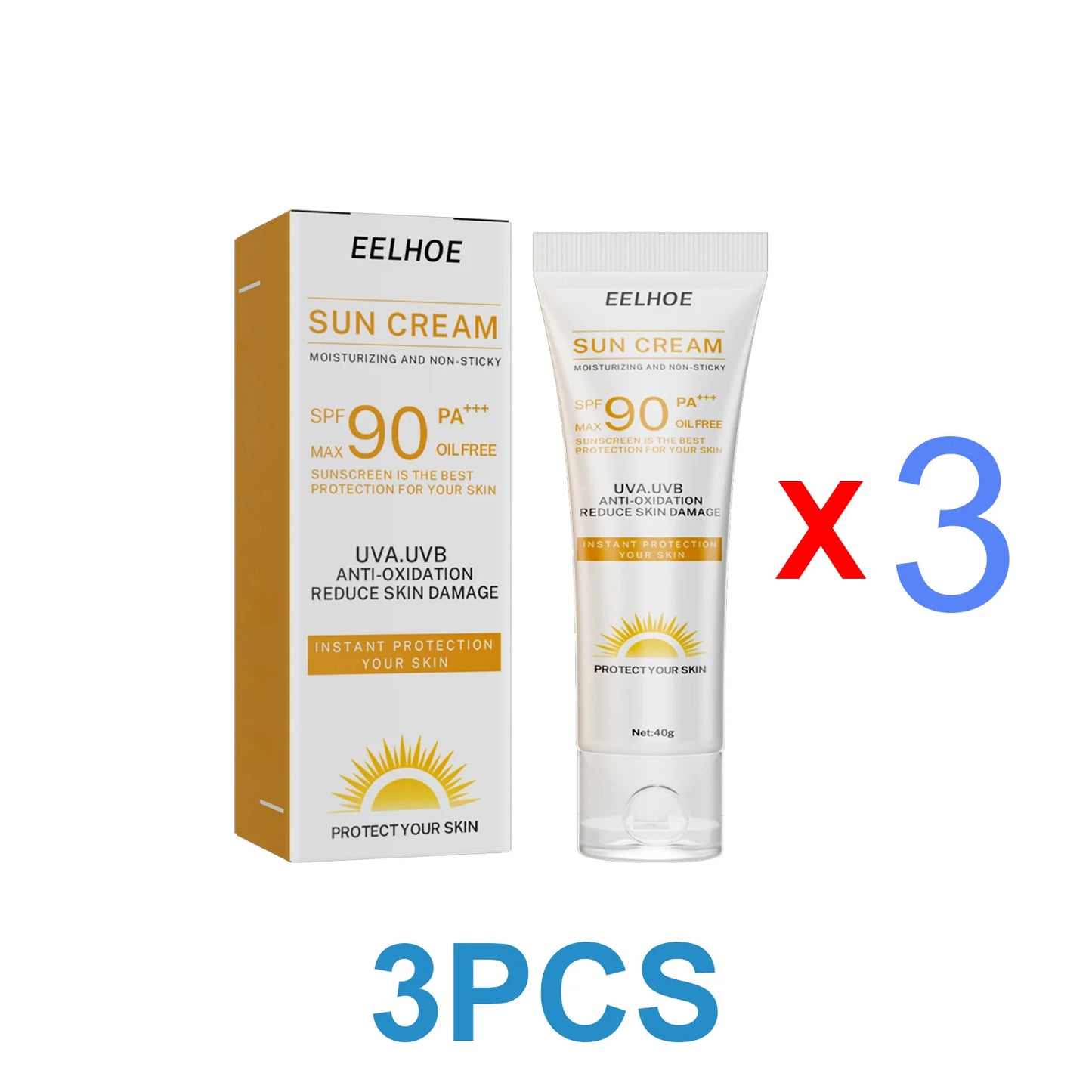 Facial Cream Sunscreen SPF 90 Brighten Sun Cream For Face Body Oil Control Moisturizer Daily Sunblock Skin UV Protective Lotion Peaceful Pleasures Health and Wellness 3PCS