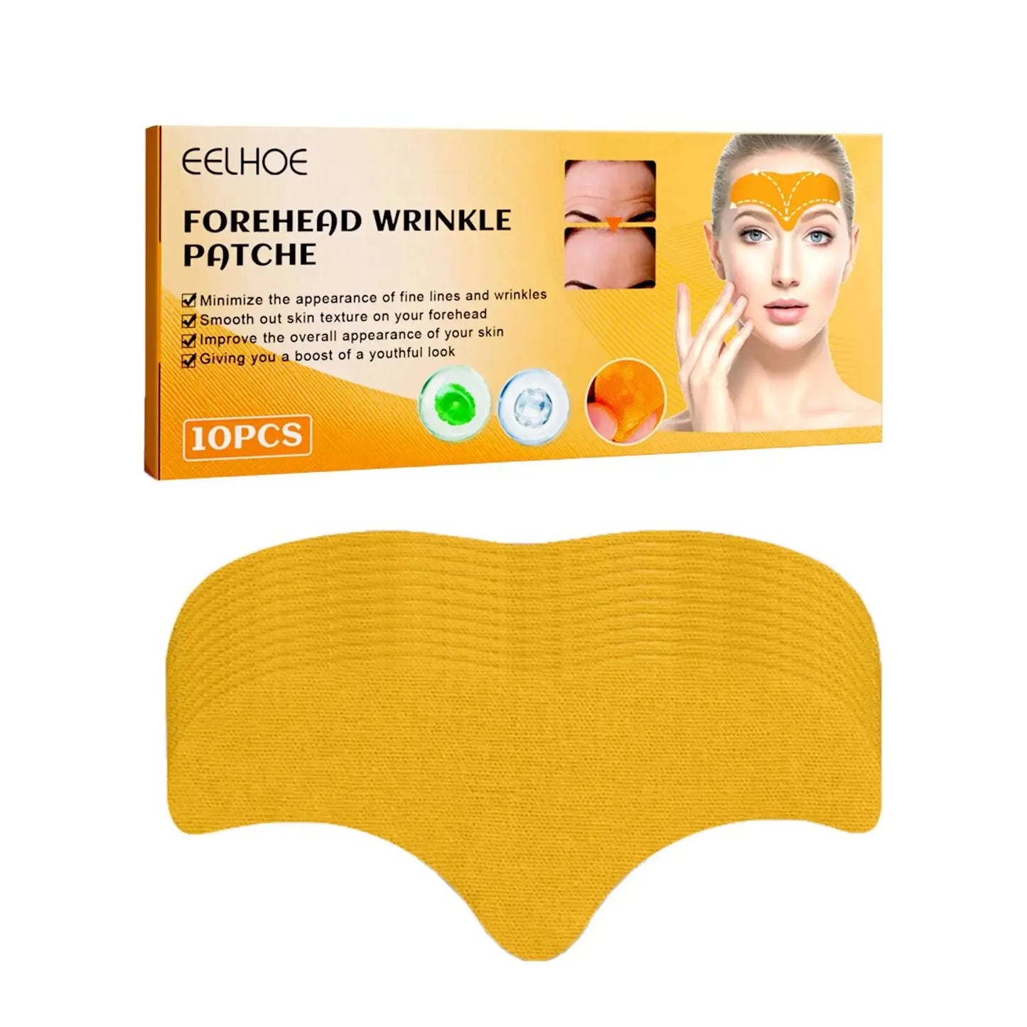 10pcs/box Forehead Wrinkle Patch Lightening Forehead Wrinkle Gel Patch Hydrolyzed Collagen Firming Mask Facial Skincare Stickers Peaceful Pleasures Health and Wellness 10pcs-Box