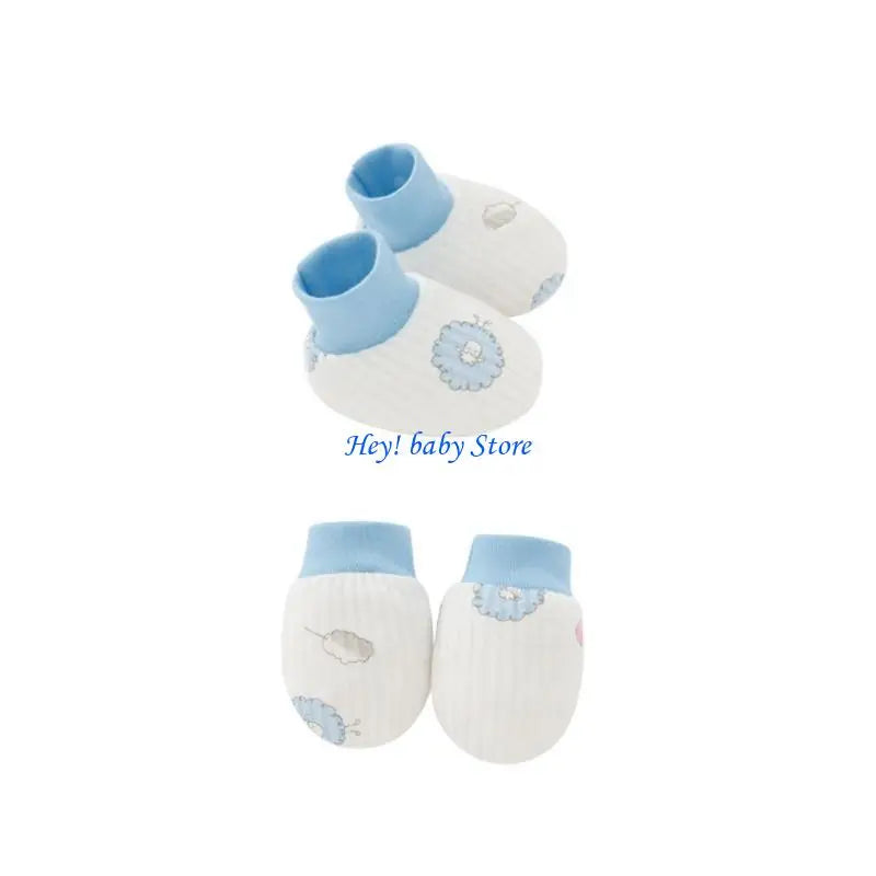 Baby Anti-Scratch Mittens & Socks Set – 2 Pairs Soft Cotton