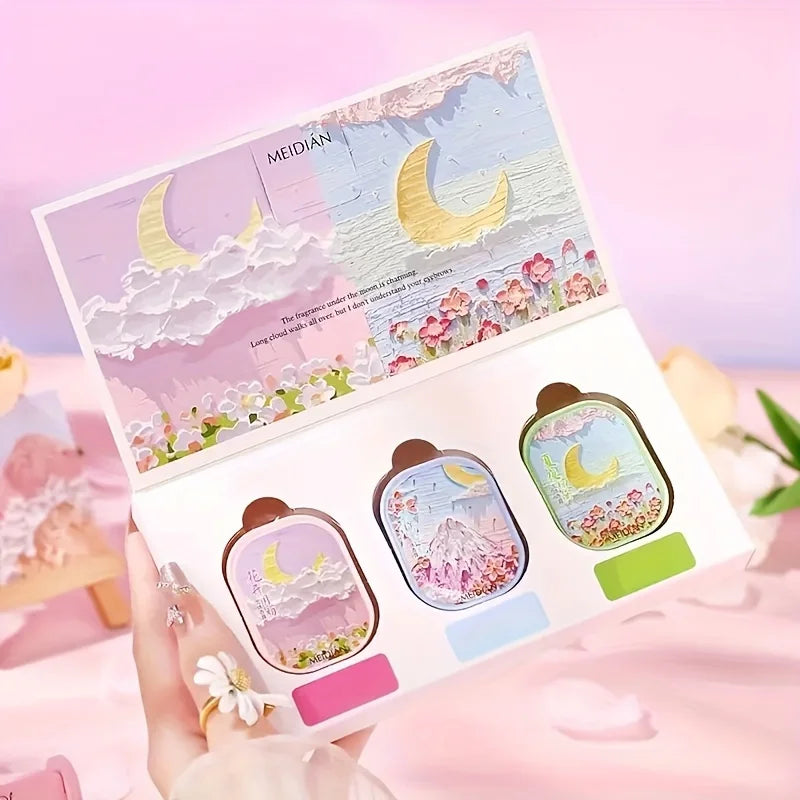 MEIDIAN 3-Piece Floral Solid Balm Perfume Gift Set for Women