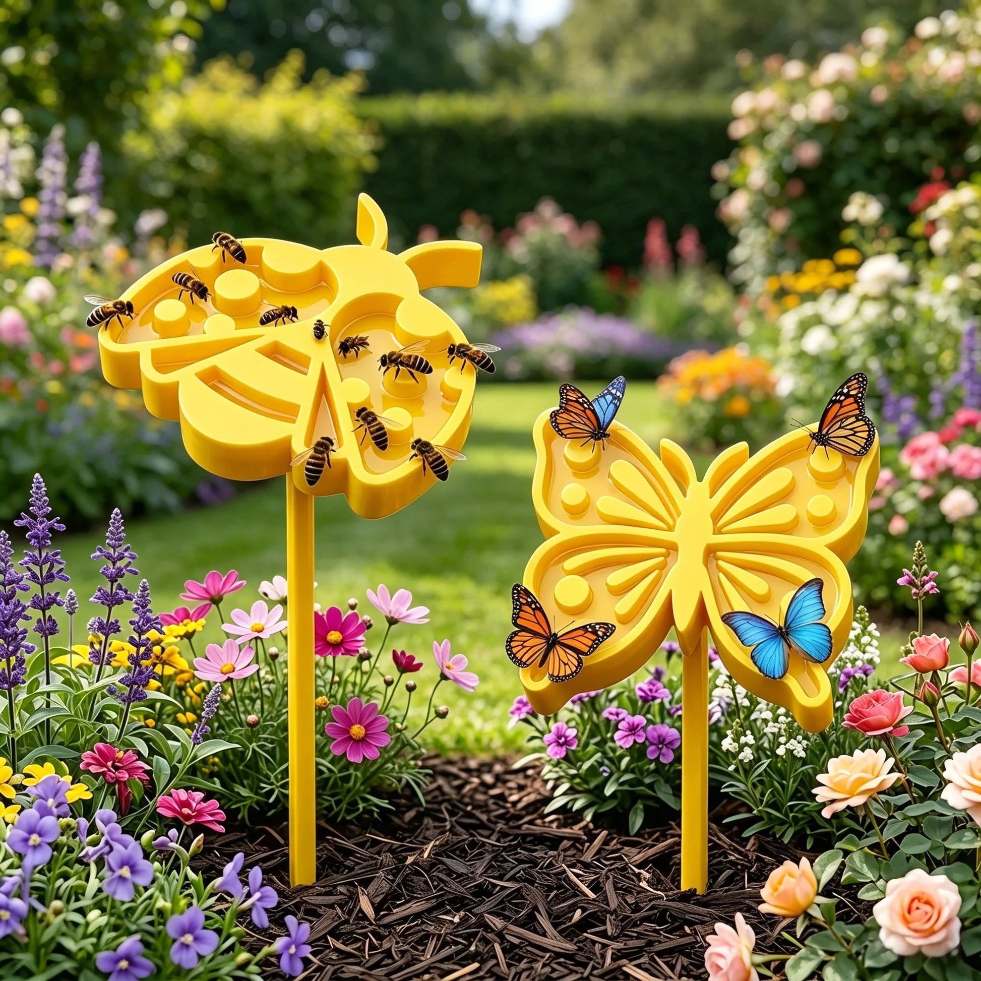 Bee & Butterfly Water Feeder | Garden Stake Drinking Station Garden Pollinator Feeder Peaceful Pleasures Health and Wellness