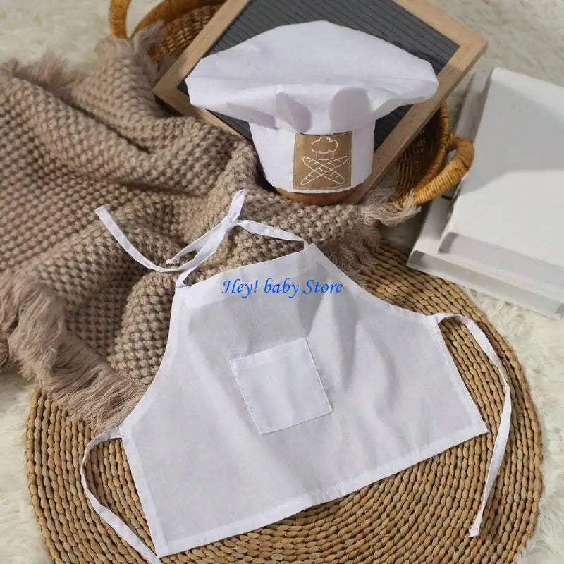 Newborn Baby Chef Hat & Apron Photography Prop Set | 0–9 Months