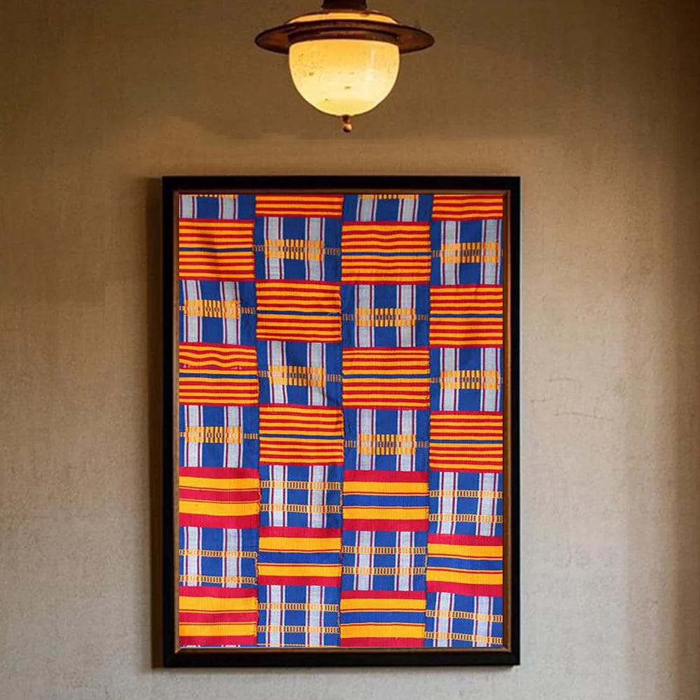 African Classic Fabric Kente Cloth Poster HD art sticky wall waterproof home living room bedroom bar aesthetic decoration Peaceful Pleasures Health and Wellness z12 30X40cmNoframe