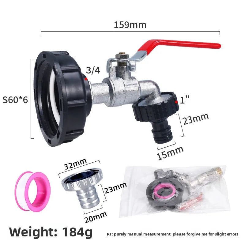 IBC Tank Tap Adapter S60x6 to 1/2" & 3/4" Thread Valve Fitting