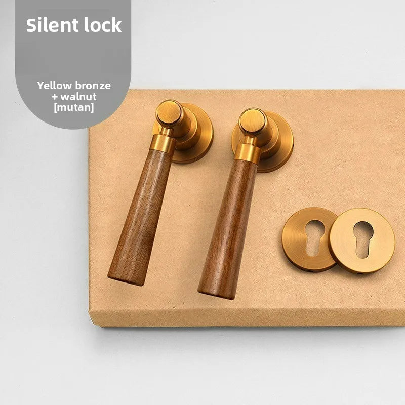 Retro Wooden Door Handle Lock | Silent Magnetic Split Lock