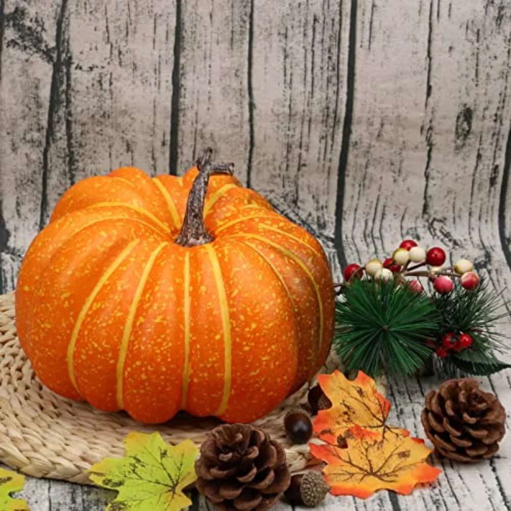 Artificial Pumpkins 17cm – Orange & White Halloween Décor