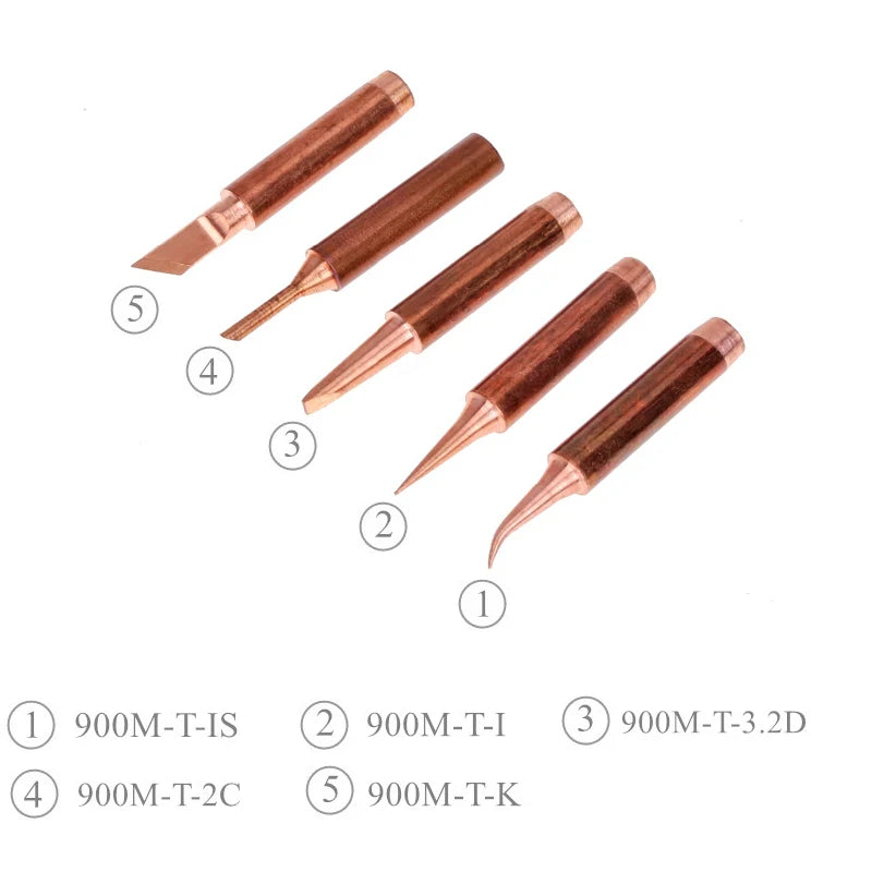 5pcs 900M-T Pure Copper Soldering Iron Tip Lead-free Solder Tips Welding Head BGA Soldering Tools Branding Iron Peaceful Pleasures Health and Wellness