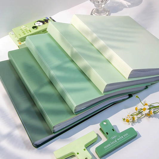 A4 Data Book Green Gradient Color Folder Student Exam Paper Storage Book Large Capacity 30 Pages Practical Office Supplies New Peaceful Pleasures Health and Wellness