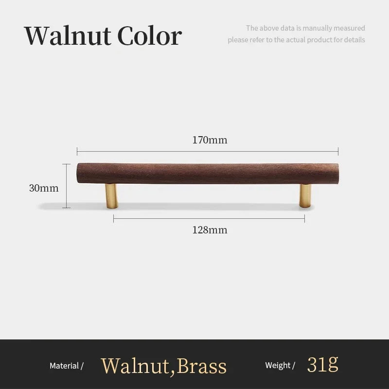 Nordic Walnut Wood Cabinet Handles & T-Bar Drawer Knobs
