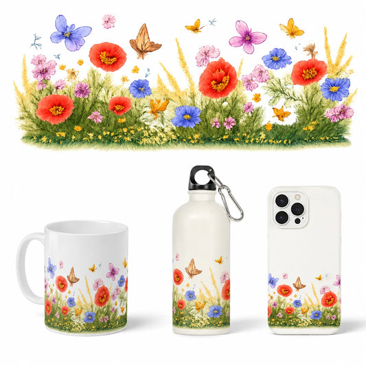 Watercolor Poppy Butterfly UV DTF Sticker – Waterproof Decal DIY Transfer Sticker Peaceful Pleasures Health and Wellness