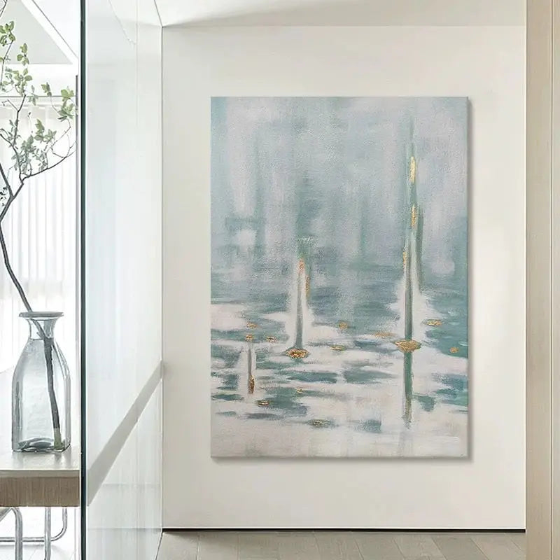 Nordic Gold Foil Abstract Hand-Painted Canvas Oil Painting Canvas Oil Painting Peaceful Pleasures Health and Wellness