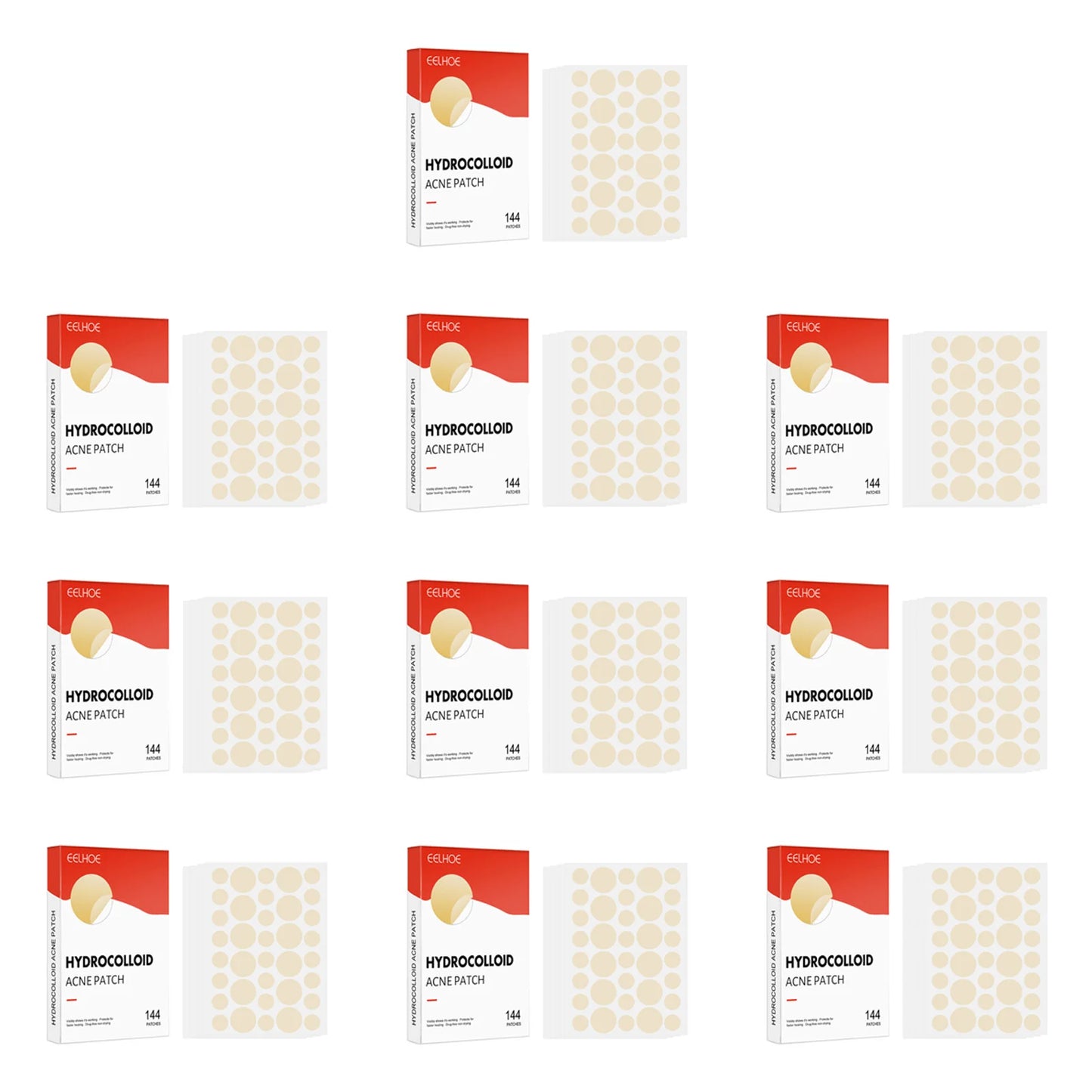 Hydrocolloid Acne Patches 144pcs – 2 Sizes, Invisible Pimple Patch