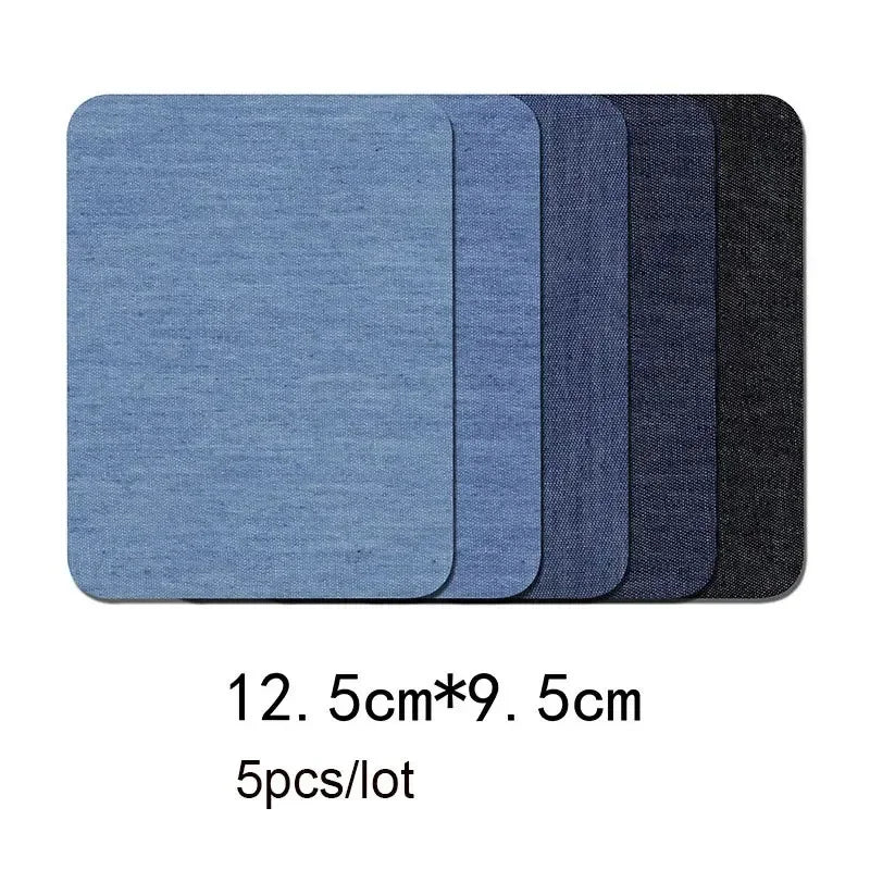 Denim Iron-On Fabric Patches for Clothes – 5pcs DIY Set