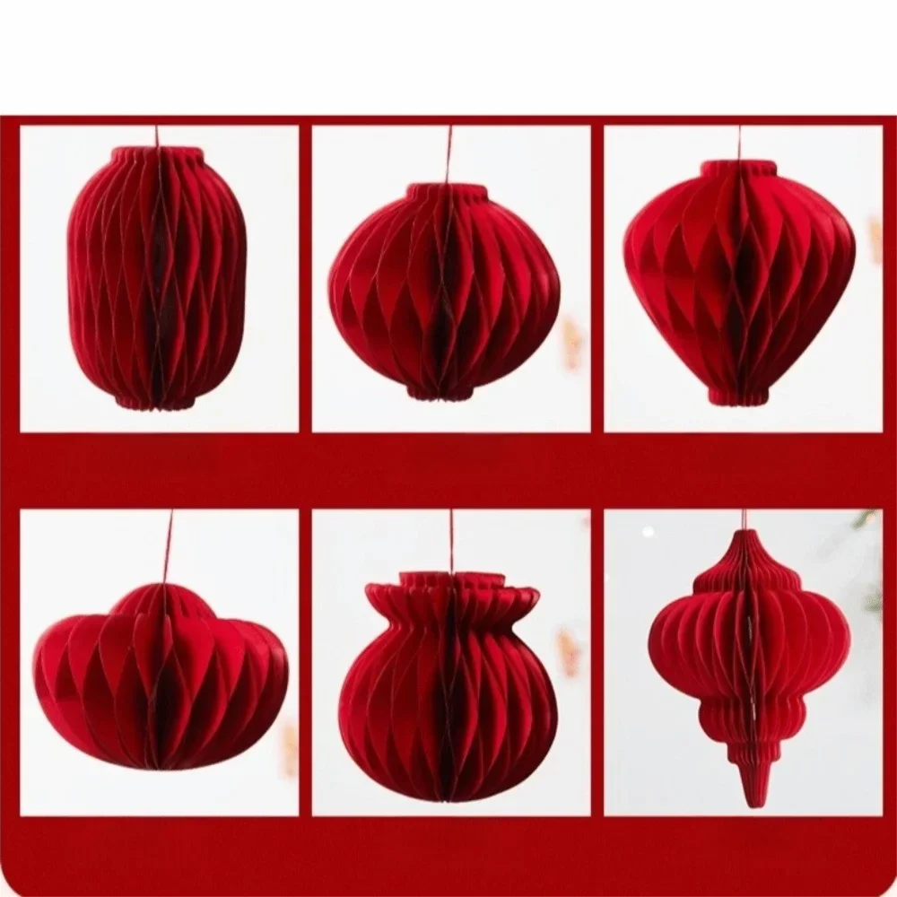 Red Honeycomb Paper Hanging Decoration with Tassel | New Year
