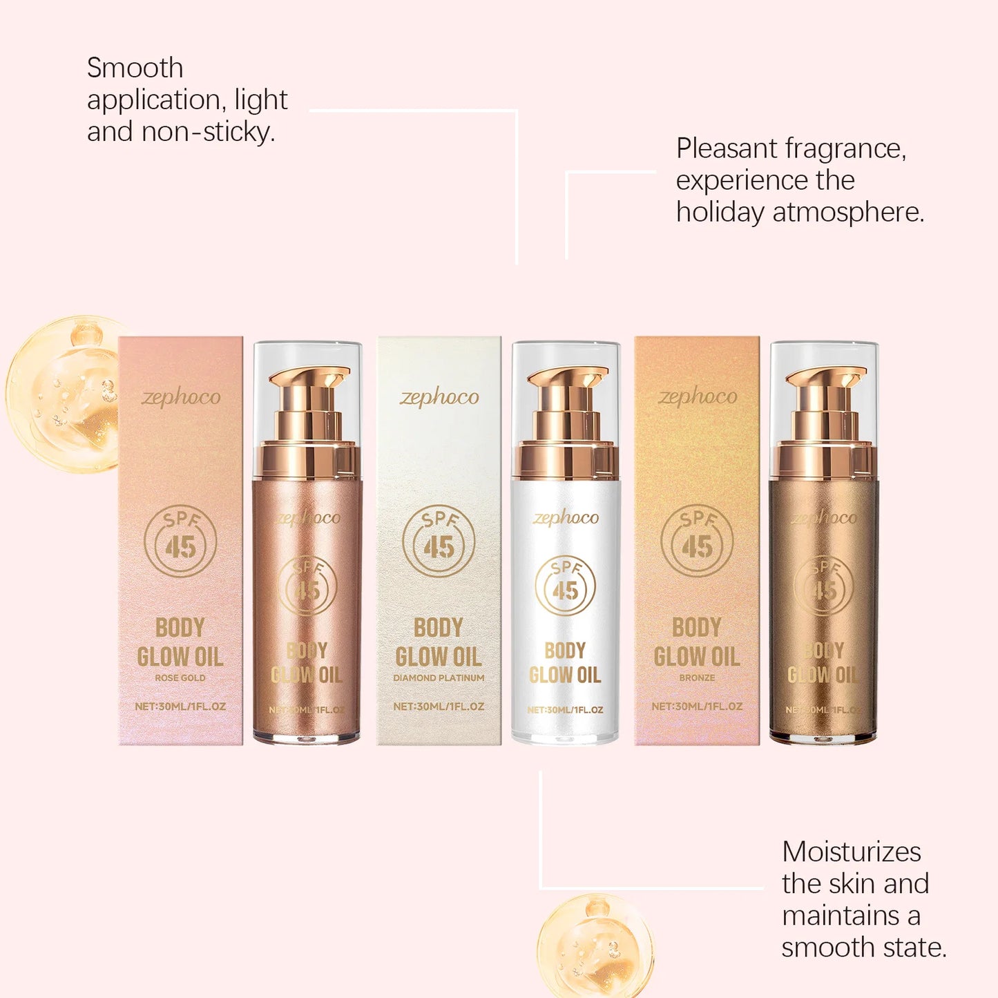 30ml Body Shimmer Oil | Coconut Glow, Moisturizing & UV Guard