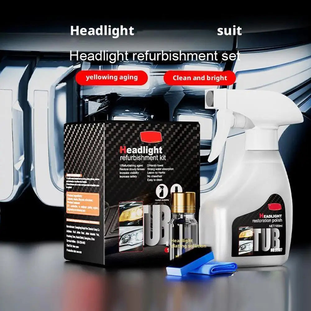 Car Headlights Restoration Kit Headlight Polisher Chemical Brightener Restorer Polishing Paste Set Car Headlamps Wax Sanding Peaceful Pleasures Health and Wellness