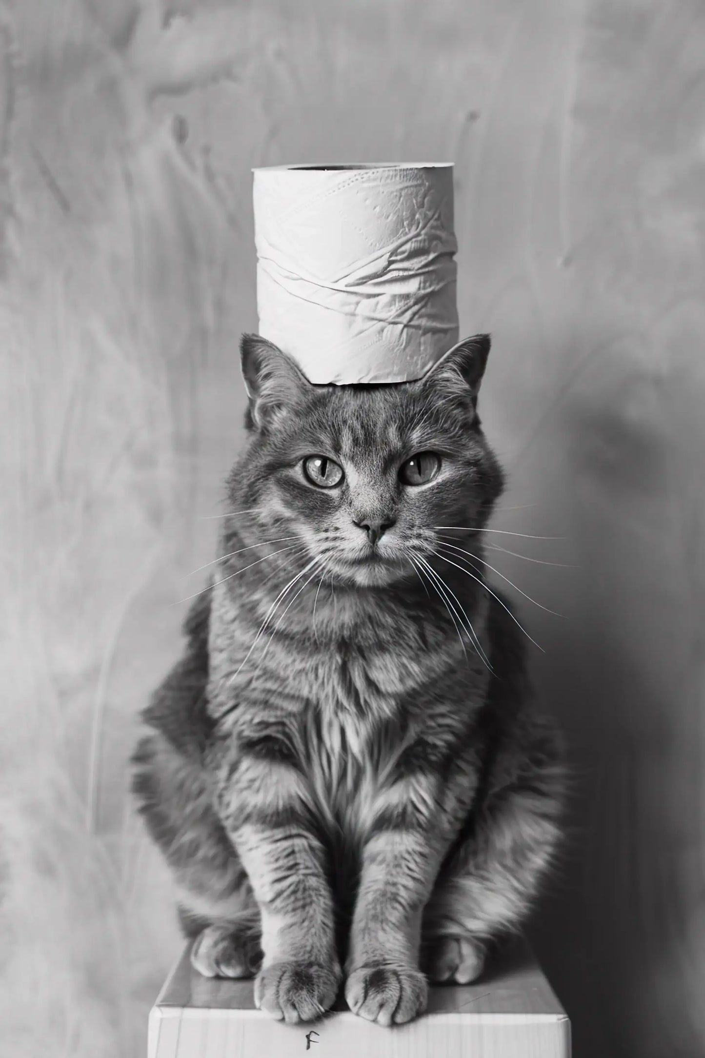 Black & White Cute Animal Toilet Paper Canvas Wall Art Poster