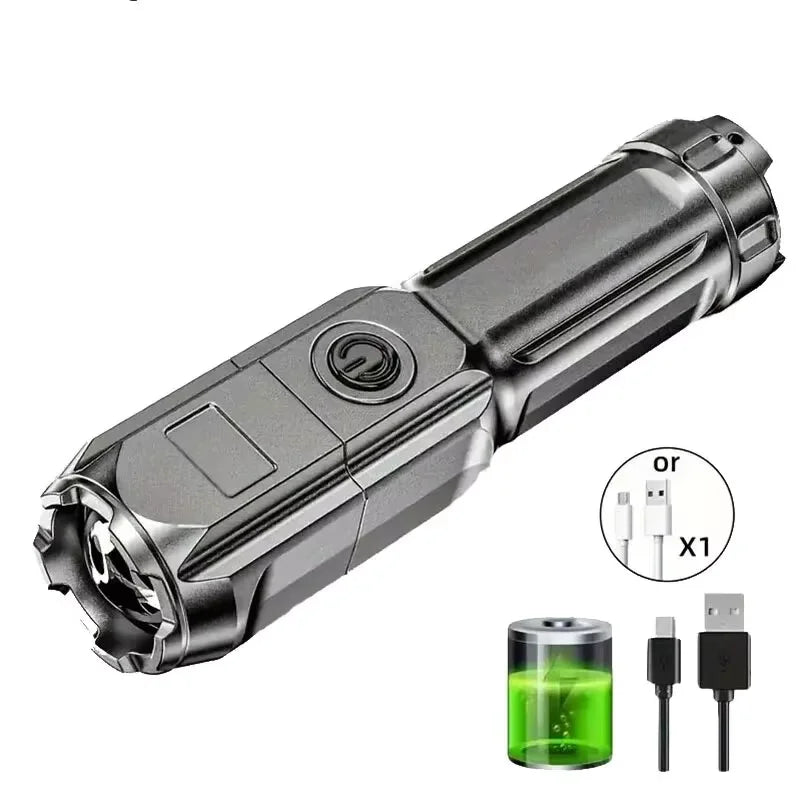 Rechargeable LED Tactical Flashlight – Zoomable & Waterproof