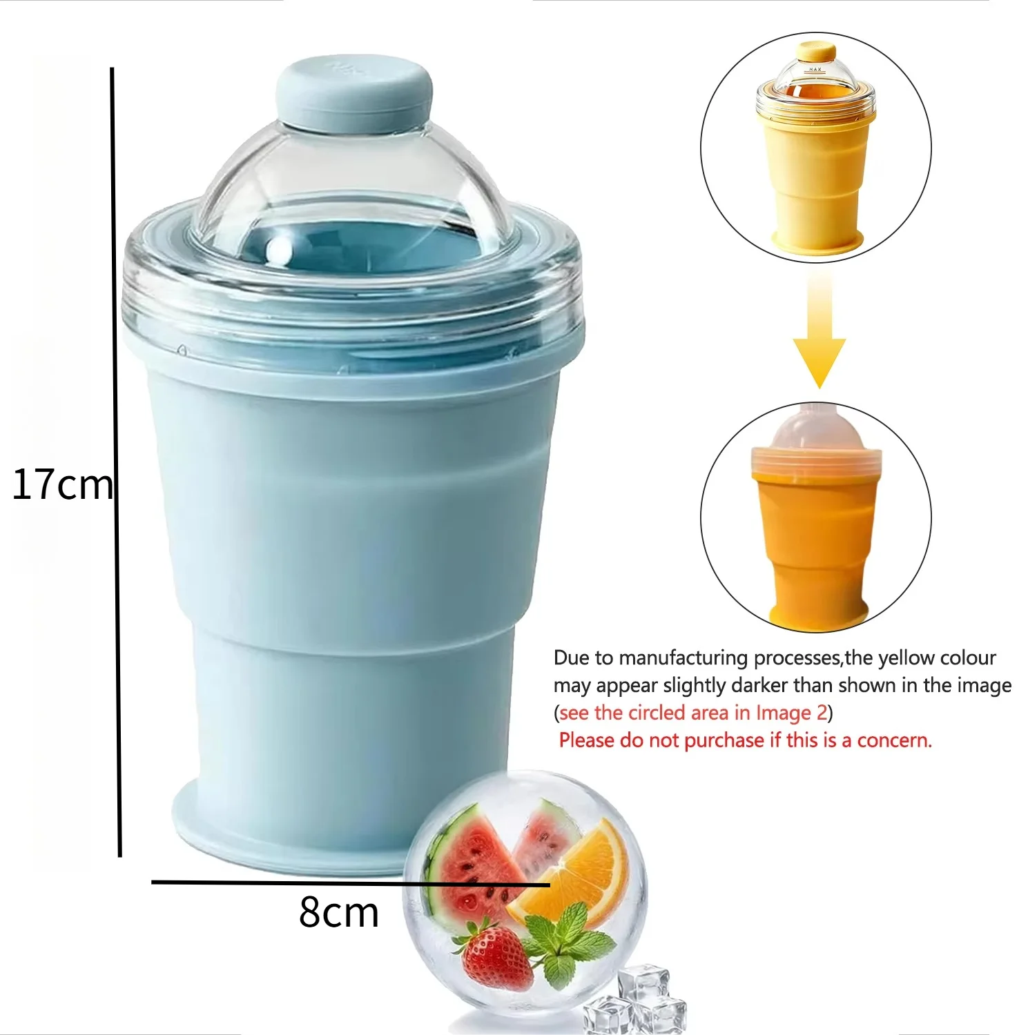 2-in-1 Collapsible Silicone Ice Ball Cup Reusable Portable Ice Sphere Mold with Straw Lid for Coffee Juice Drinks Ice Cube Mold Peaceful Pleasures Health and Wellness
