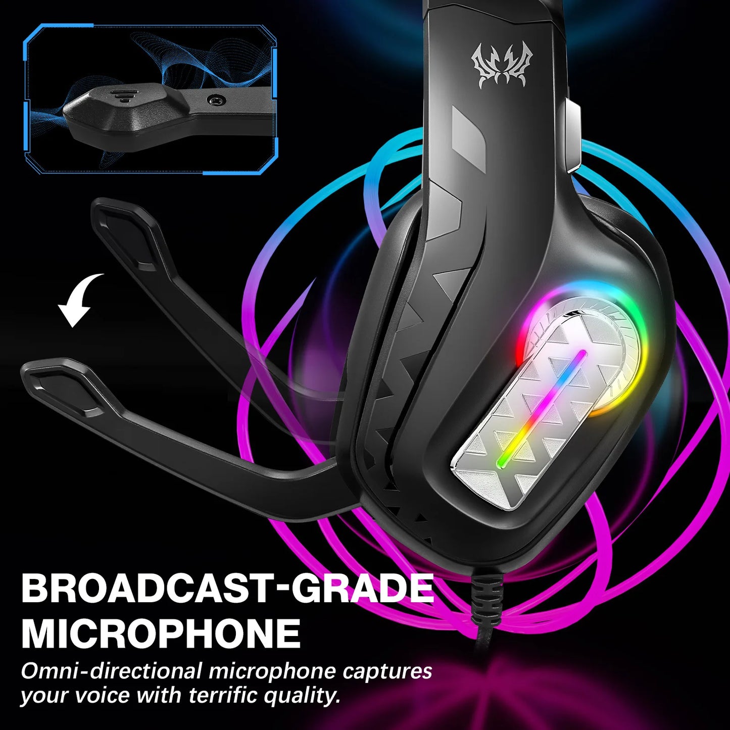 G4100 Wired Gaming Headset with RGB Light & In-line Control, Noise Cancelling Mic Over-Ear Headphones for PC Laptop Smartphones Peaceful Pleasures Health and Wellness