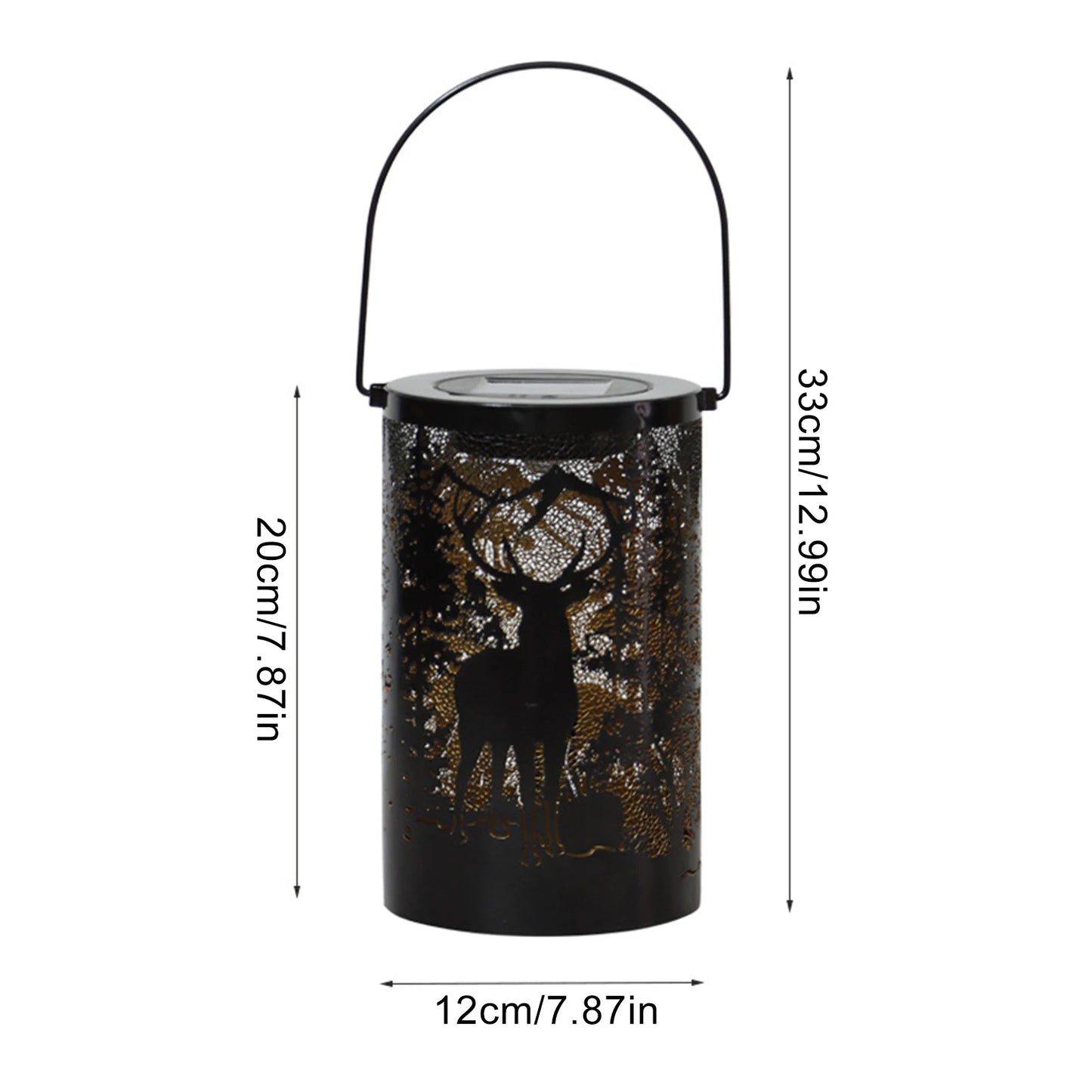 Solar Powered Deer Shaped Iron Lantern Outdoor Garden Decor with Etched Cutout Design Projection Light for Patio Yard Decoration Peaceful Pleasures Health and Wellness