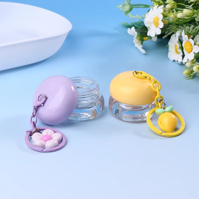 1Pc 5g Mini Empty Plastic Lip Mask Jar with Keychain Pendant Lip Balm Canister Cream Lip Balm Container Lipstick Makeup Holder Peaceful Pleasures Health and Wellness
