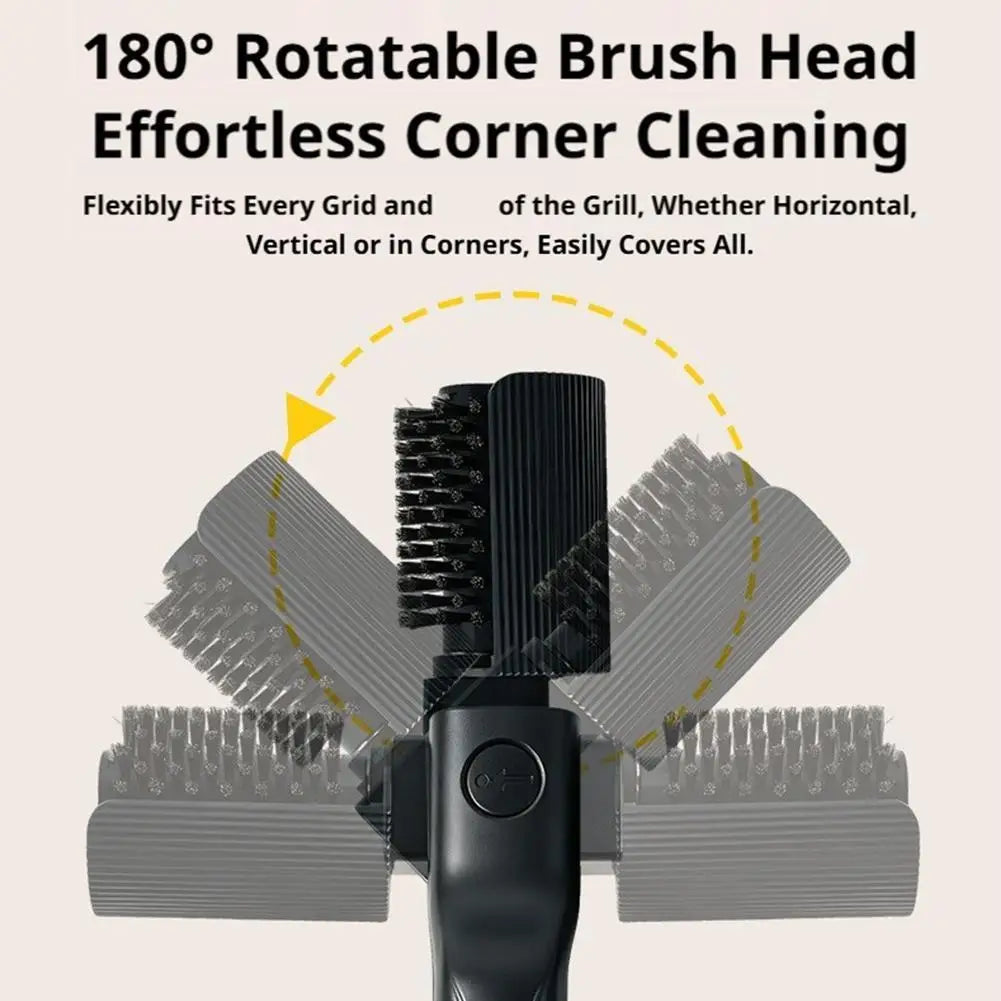 180° Rotatable Head Deep Electric Cleaning Grill Brush Heavy Oil Barbecue Cleaning Grid Brush Outdoor Camping Kitchenware Tools Peaceful Pleasures Health and Wellness