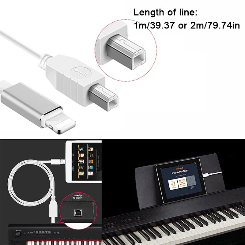 MIDI USB B to iPhone iPad IOS Interface OTG Data Cable for Electronic Piano Drum Electric Piano MIDI Keyboard Connector Peaceful Pleasures Health and Wellness