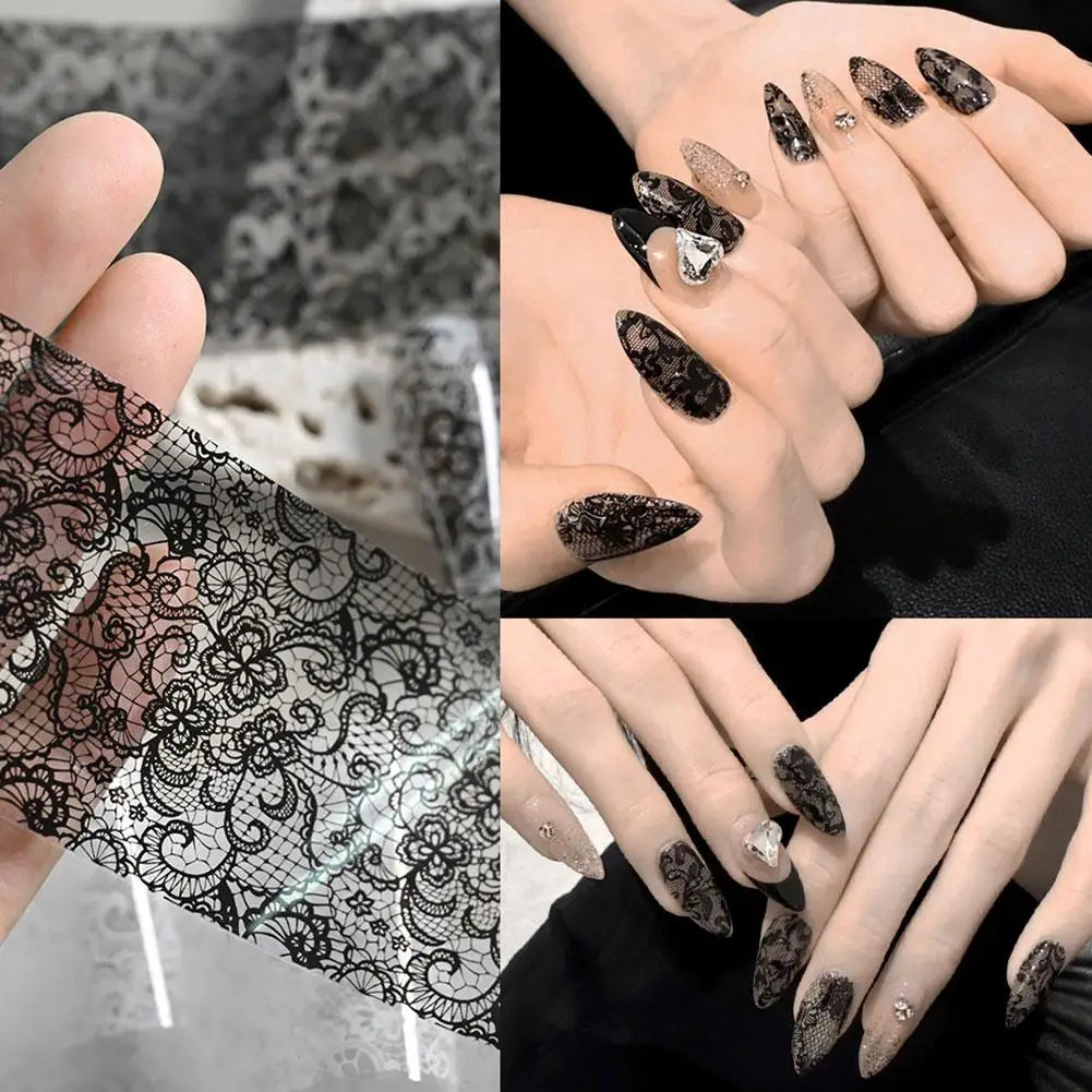 10-Roll Lace Nail Transfer Foils | DIY Nail Art Stickers Set
