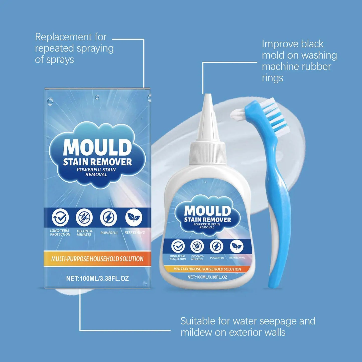 Heavy-Duty Mold Remover Gel 100ml – Tiles, Grout & Washer