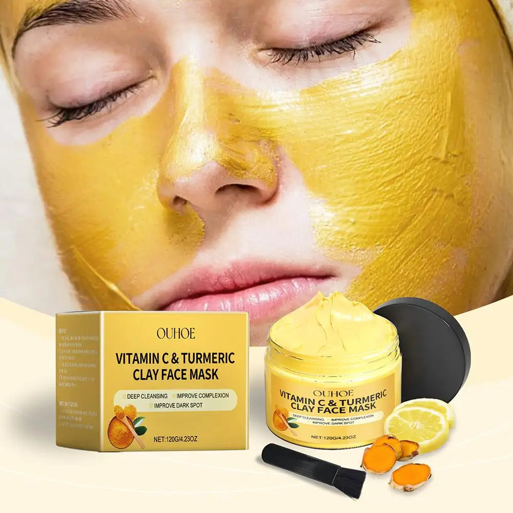 Turmeric Vitamin C Clay Mask Clay for Dull & Blemish-Prone Skin, Deep Cleansing Facial Mask, Face Masks Skincare Oil Control Peaceful Pleasures Health and Wellness