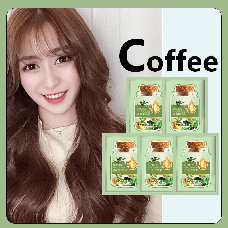 Pure Natural Herbal Hair Dye Shampoo 5 Minutes Change Hair Color Non-irritating Repair Gray White Fashion Hair Care Women Men Peaceful Pleasures Health and Wellness Coffee 5pcs