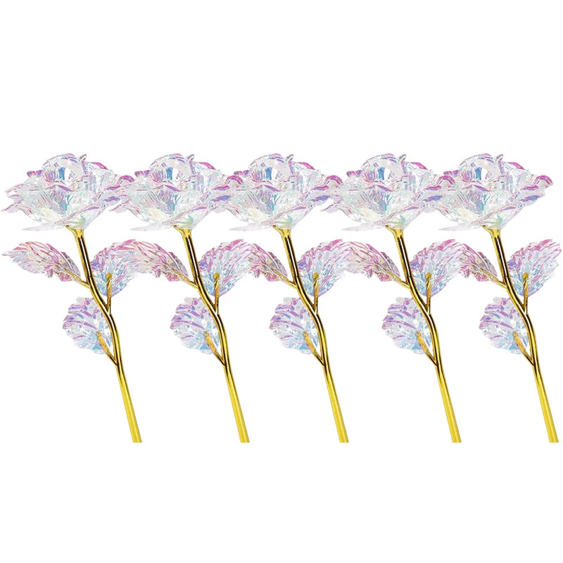 Rainbow Crystal Artificial Rose – Perfect Gift for Mom & Valentine