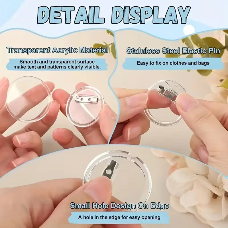 DIY Badge Making Kit – Acrylic Flip Pin Brooch 25mm & 58mm