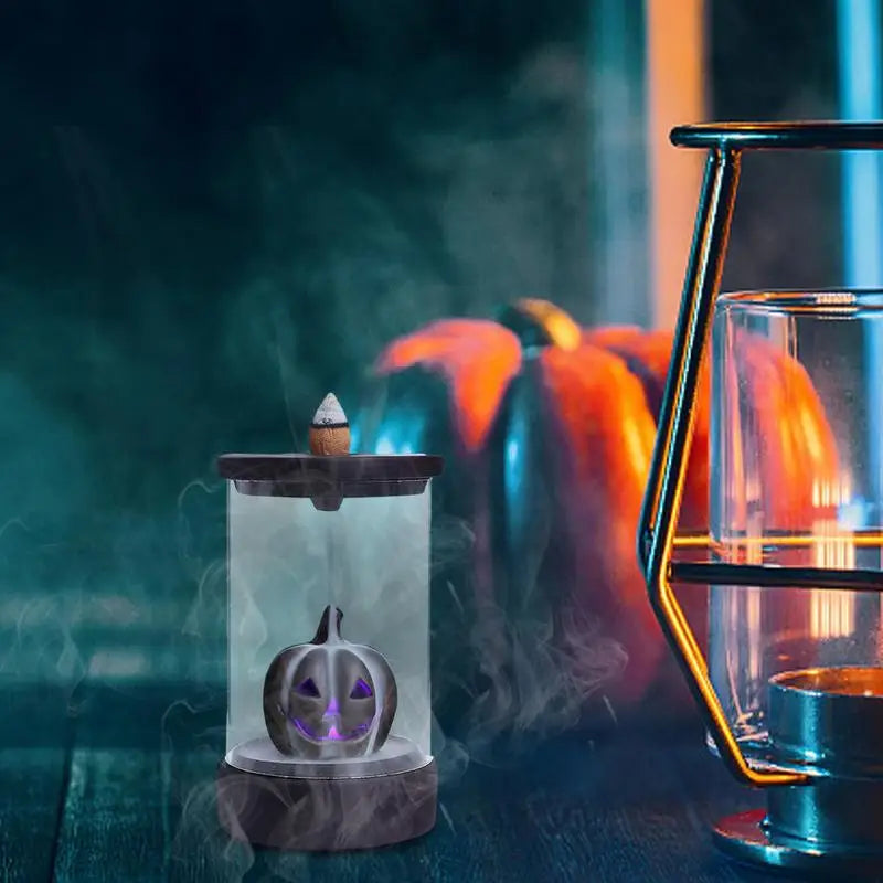 Halloween Pumpkin Backflow Incense Burner | Misty LED Fountain Backflow Incense Burner Peaceful Pleasures Health and Wellness