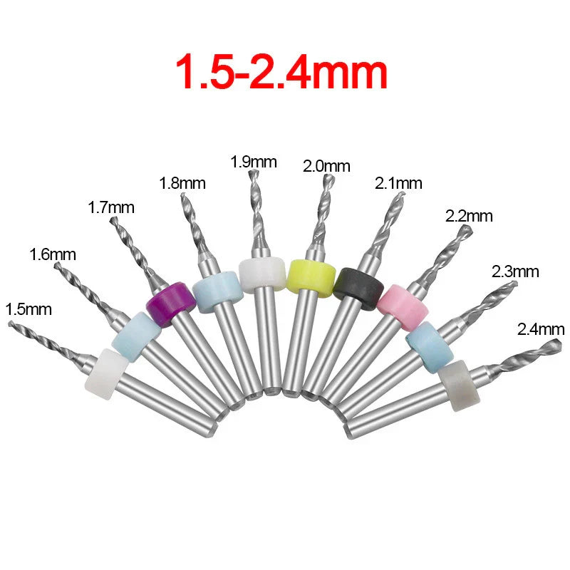 PCB Micro Drill Bit Set – 10pc Tungsten Carbide CNC Bits