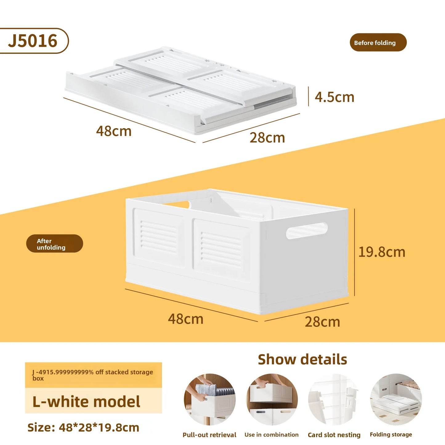 Foldable Clothes Storage Box: Large Capacity Organizer for Underwear, Pants & Wardrobe Items in Home Closets Peaceful Pleasures Health and Wellness L White