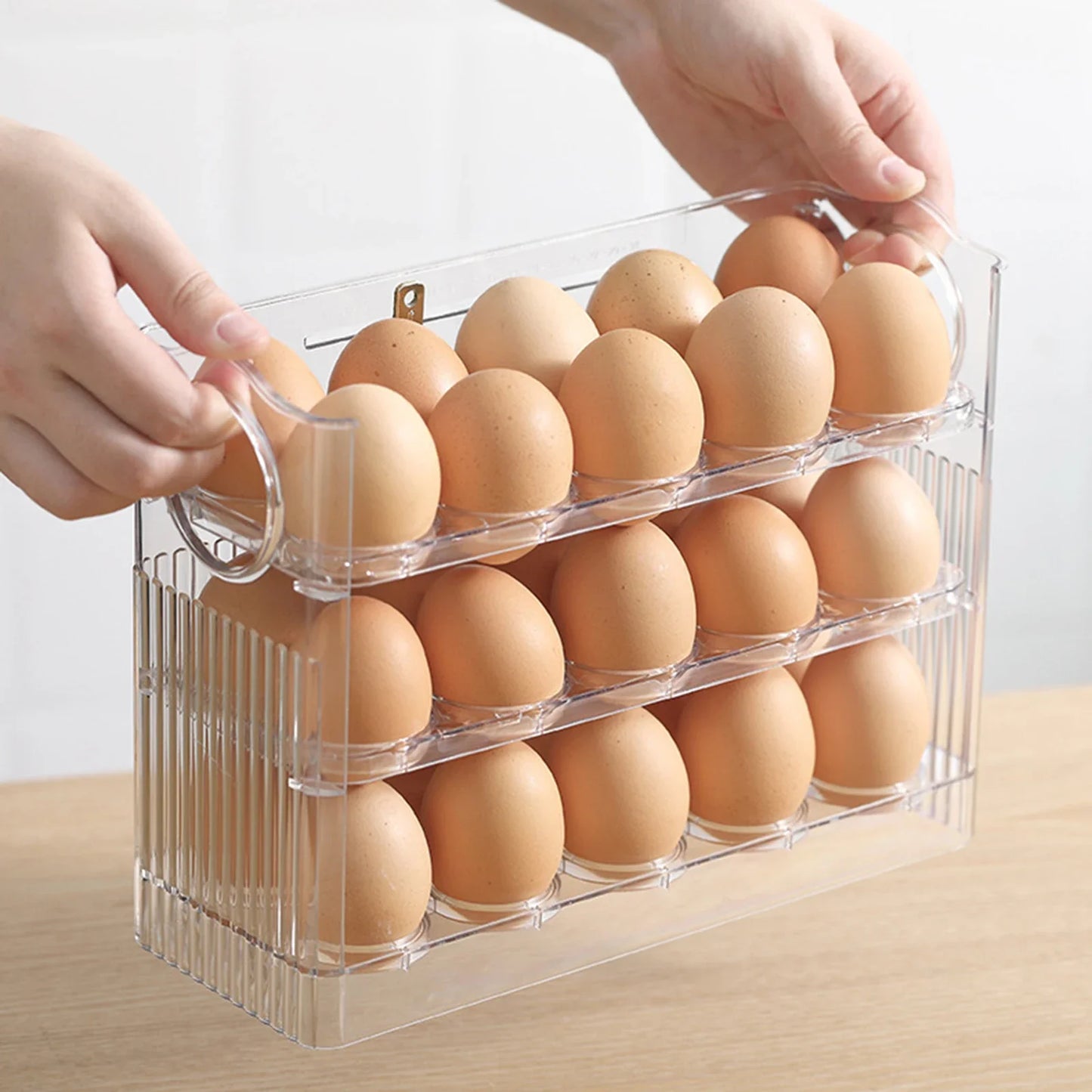 1Pcs New High-capacity multilayer egg storage box Refrigerator Side Door Egg Holder Save space Kitchen specific storage egg tray Peaceful Pleasures Health and Wellness