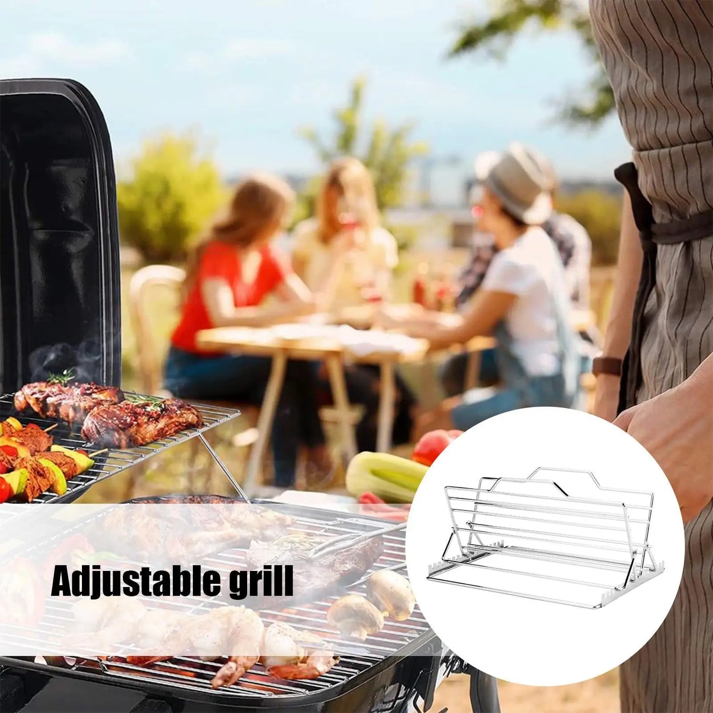 Adjustable V-Shaped Roasting Rack Stainless Steel Chicken & Turkey Stand for Even Baking, Broiling & Air Frying Peaceful Pleasures Health and Wellness