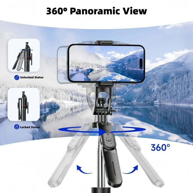WIFIT Selfie Stick with Adjustable Tripod, 360° Shooting, Detachable Phone Holder, Bluetooth,1.7m Telescopic,Android/iOS Peaceful Pleasures Health and Wellness