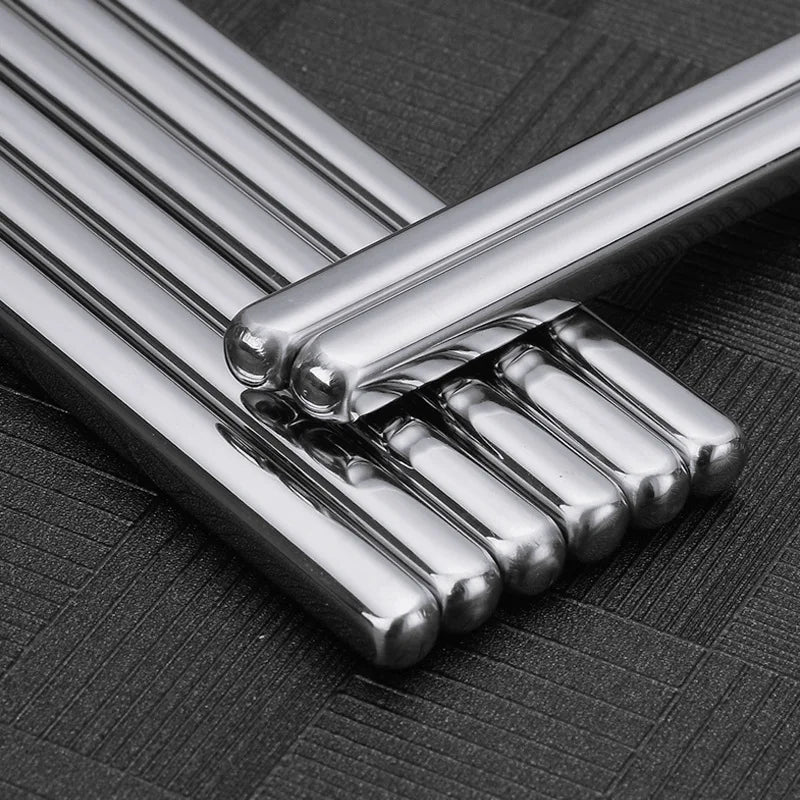 5 Pairs Stainless Steel Chopsticks Reusable Non Slip Chopsticks Dishwasher Safe Peaceful Pleasures Health and Wellness