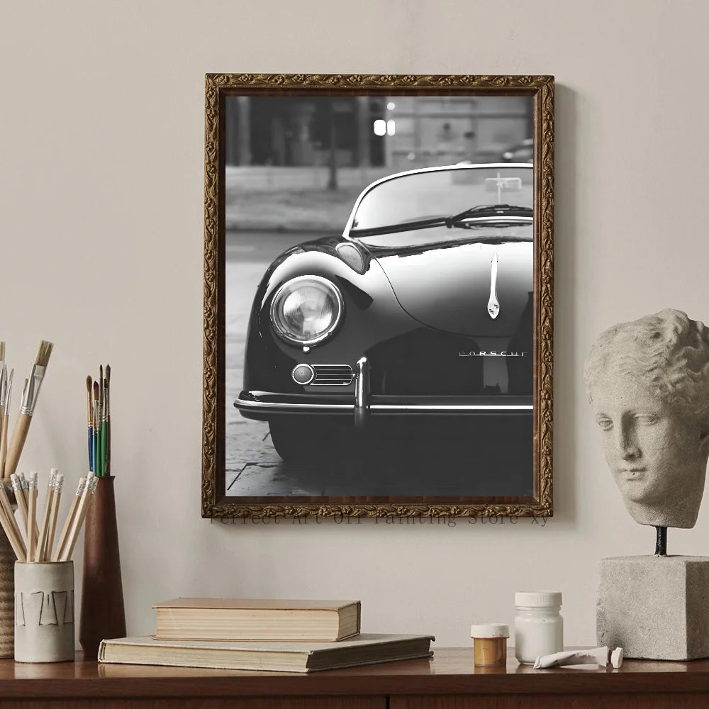 1PC Simple Black And White Luxury Car Poster Home Living Room Bar Restaurant Art Decoration Painting Peaceful Pleasures Health and Wellness z6 20x30cm