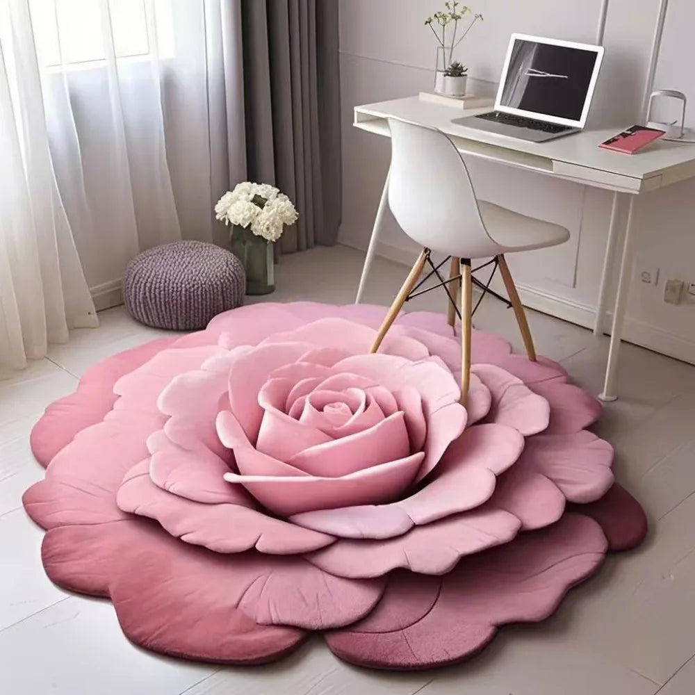 Baby Crawl Special-shaped Flower Carpet Sunflower Pastoral Peony Floor Mat Soft Non-slip Blanket Bedside Peaceful Pleasures Health and Wellness F