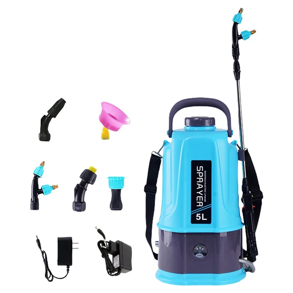 5L Electric Backpack Sprayer 12V High Pressure Automatic Watering Wand with Detachable Lithium Battery for Garden Agriculture Peaceful Pleasures Health and Wellness